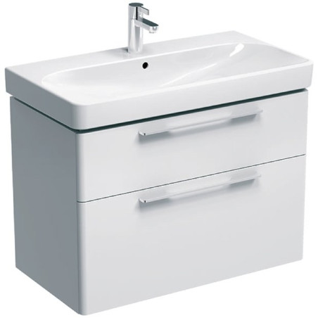 Lower cabinet with sink (2 drawers) GEBERIT Smyle 90 cm, glossy white