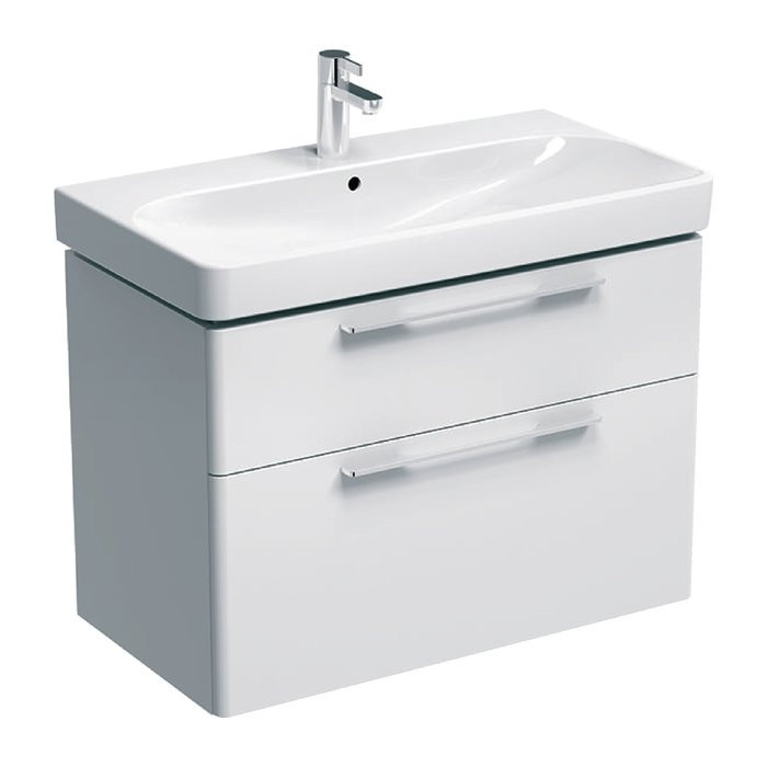 Lower cabinet with sink (2 drawers) GEBERIT Smyle 90 cm, glossy white