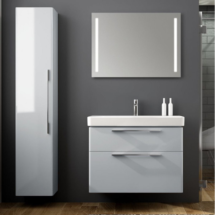 Lower cabinet with sink (2 drawers) GEBERIT Smyle 90 cm, glossy white