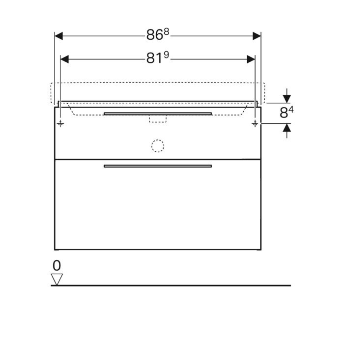 Lower cabinet with sink (2 drawers) GEBERIT Smyle 90 cm, glossy white