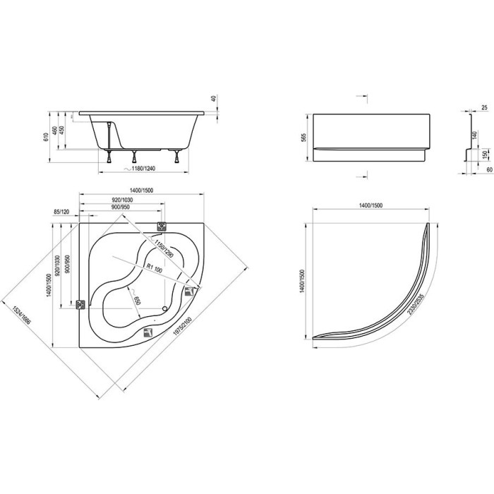 Acrylic corner bathtub RAVAK Gentiana