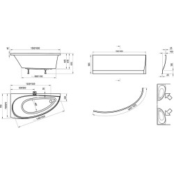 Acrylic asymmetrical bathtub RAVAK Avocado