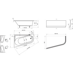 Acrylic asymmetrical bathtub RAVAK Chrome