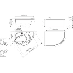 Acrylic asymmetrical bathtub RAVAK Rosa I