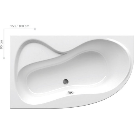 Acrylic asymmetrical bathtub RAVAK Rosa 95