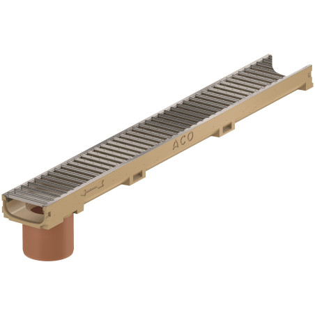 Gutter (recessed) with built-in PVC pipe DN100 made of galvanized steel grating ACO Euroline 1000, 416923