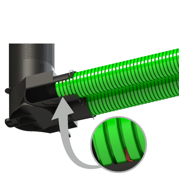 Antistatic diffuser box for flexible FITT 75 mm duct with 2 rings