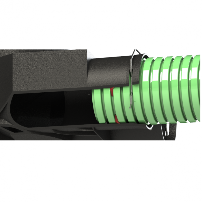Antistatic diffuser box for flexible FITT 75 mm duct with 2 rings