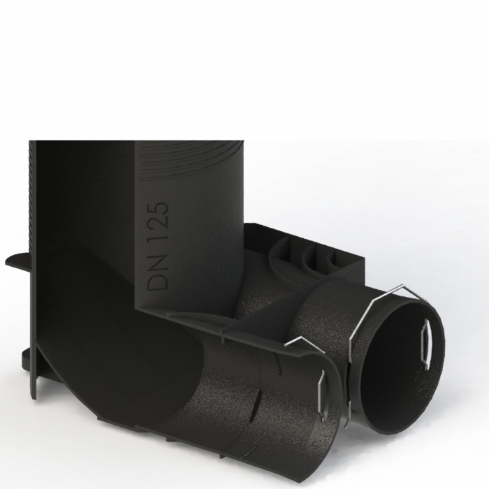 Antistatic diffuser box for flexible FITT 75 mm duct with 2 rings
