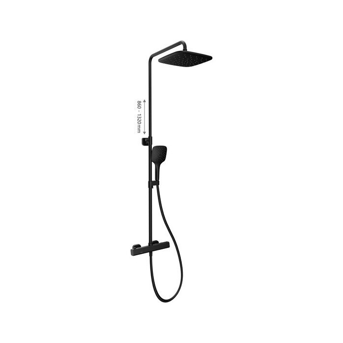 Shower set RAVAK 10° Free black with thermostatic mixer is a shower kit.