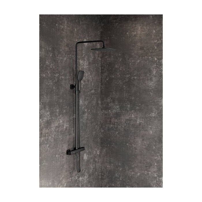 Shower set RAVAK 10° Free black with thermostatic mixer is a shower kit.