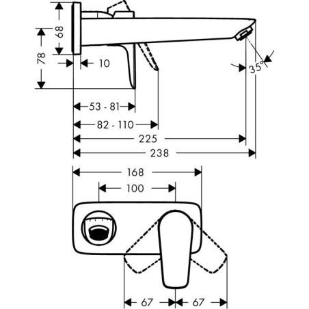 Potisegune segisti kraanikausi HANSGROHE Talis E 225 mm, 71734000