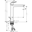 HANSGROHE Logis 240 mm sink mixer with pop-up waste, 71257000
