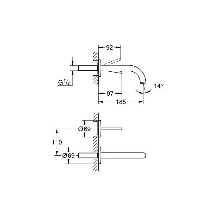 Встраиваемый смеситель для раковины GROHE Atrio 185 мм, 19287003