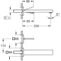 Встраиваемый смеситель для раковины GROHE Eurocube Joy L, 19998000