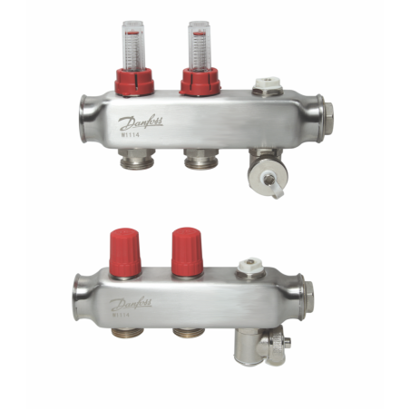 DANFOSS adjustable underfloor heating manifold with 2 circuits and flow meters