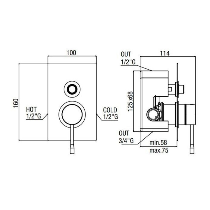 Pot-mounted shower system ALPI Blue black-matt