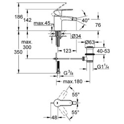 Bidet mixer with bottom valve GROHE Eurostyle Cosmopolitan, size S, 33565002