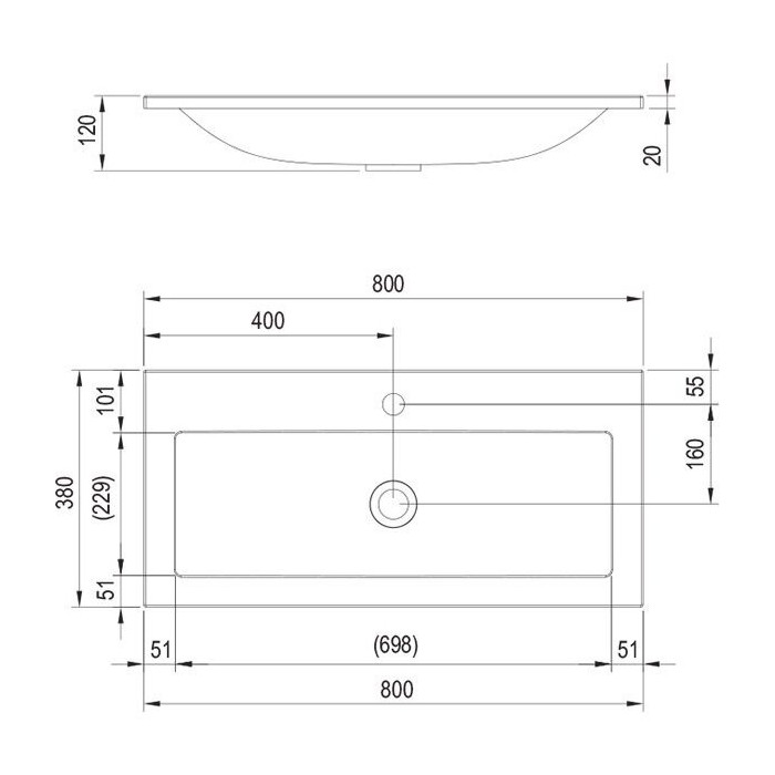 RAVAK Clear 800 mm Sink