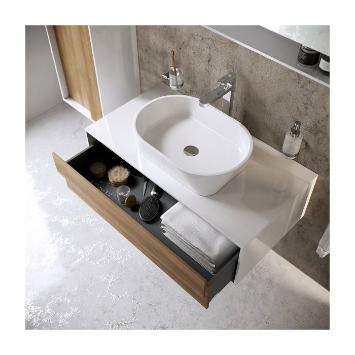 Vannitoapink RAVAK Step SD 1000, valge/öökapi puu