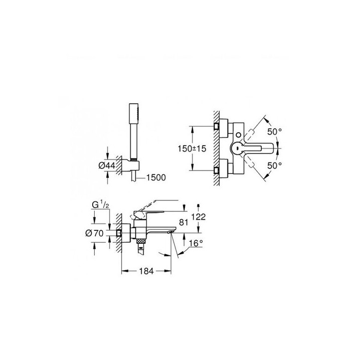 Смеситель для ванной с душевым комплектом GROHE Lineare New, 33850001