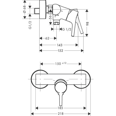 Душевой смеситель HANSGROHE Talis S, 72600000