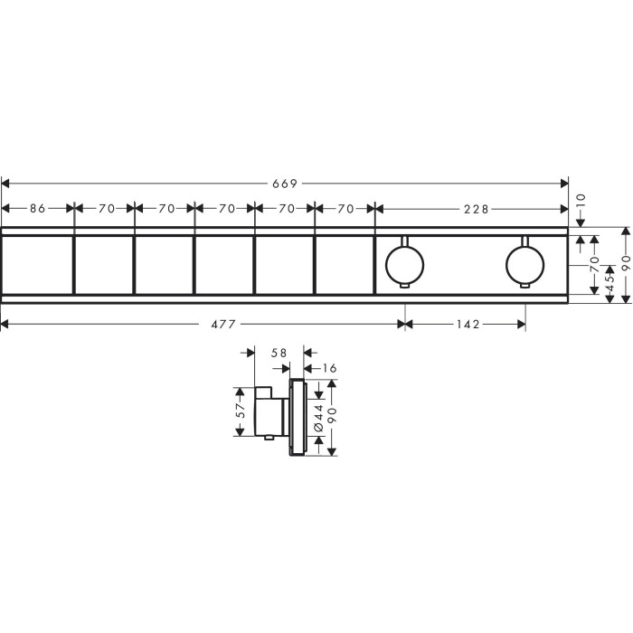 Termostaatiline segisti HANSGROHE RainSelect 4 funktsiooni, 15382670