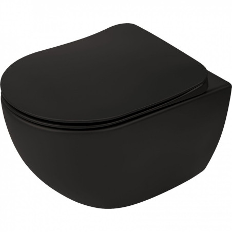 Hanging toilet DEANTE Peonia Rimless with Slim Slow close lid, black-matt