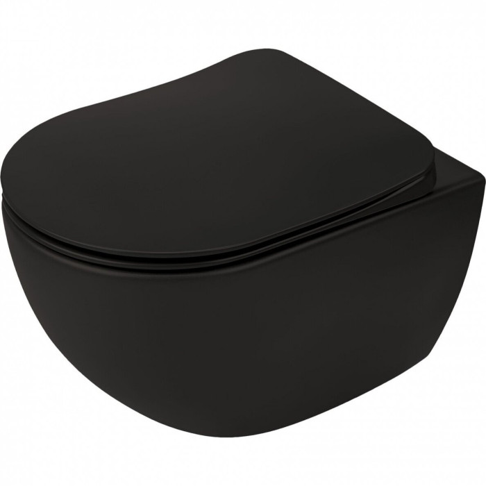 Kinnitav WC DEANTE Peonia Rimless Slim Slow close kaanega, must-matt