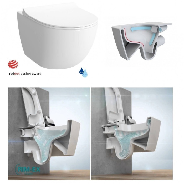 Подвесной унитаз VITRA Sento Rimless с крышкой Slim Slow close