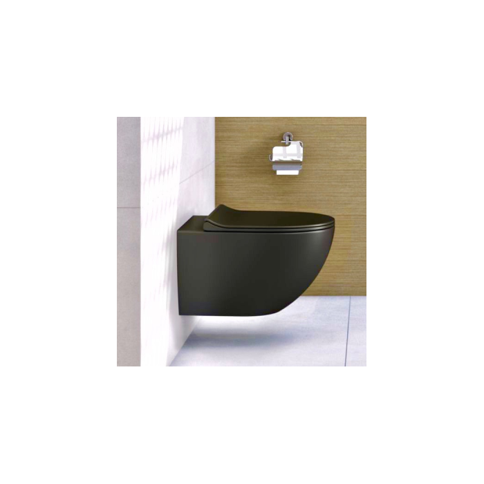 Rippuv WC-pott SAT Rimless Slim Slow close kaanega, must-matt