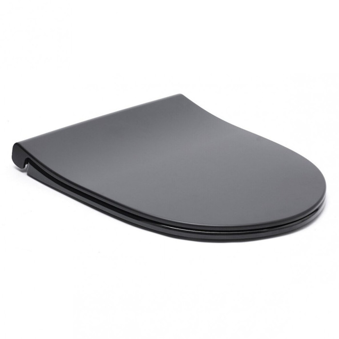 Hanging toilet SAT Rimless with Slim Slow close lid, black-matt