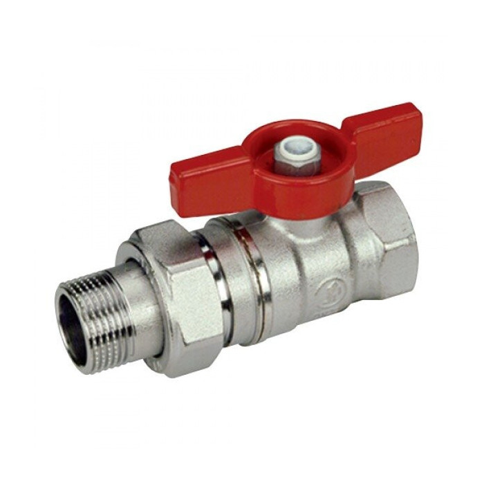 Straight round valve with detachable nut GIACOMINI 1"" male/external, short handle