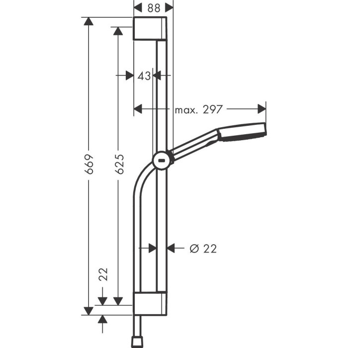 Комплект душевого стойка HANSGROHE Pulsify Select S 65 см, 24160670
