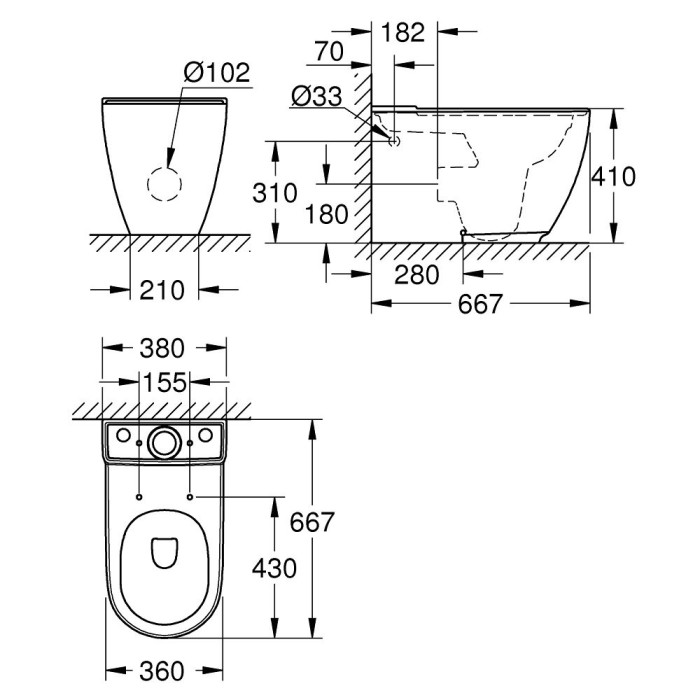 Paigaldatav WC-pott GROHE Essence Floor koos kaanega