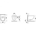 Laufen Pro Rimless wall-mounted toilet with a thick Slowclose seat.