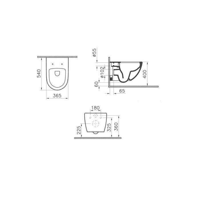 Built-in GROHE Rapid SL frame with a chrome button from VITRA Sento Rimless toilets