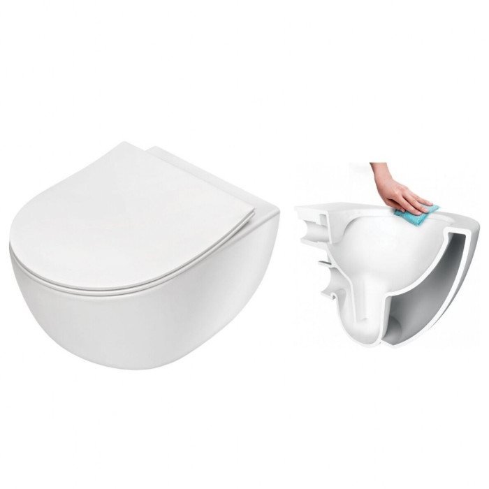 Potinkinis GROHE Rapid SL raam valge nupuga DEANTE Peonia Rimless WC-de jaoks