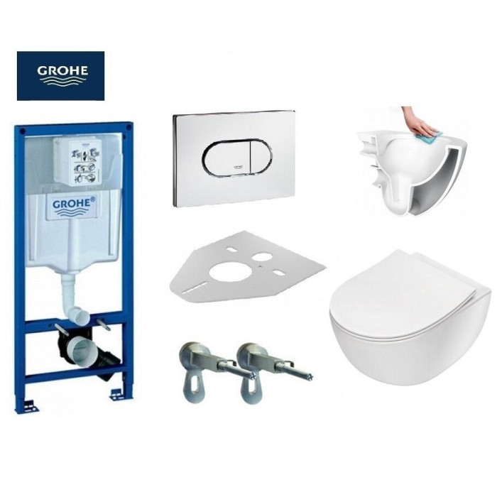 Potinkinis GROHE Rapid SL raam koos kroomitud nupuga ja DEANTE Peonia Rimless WC-pott