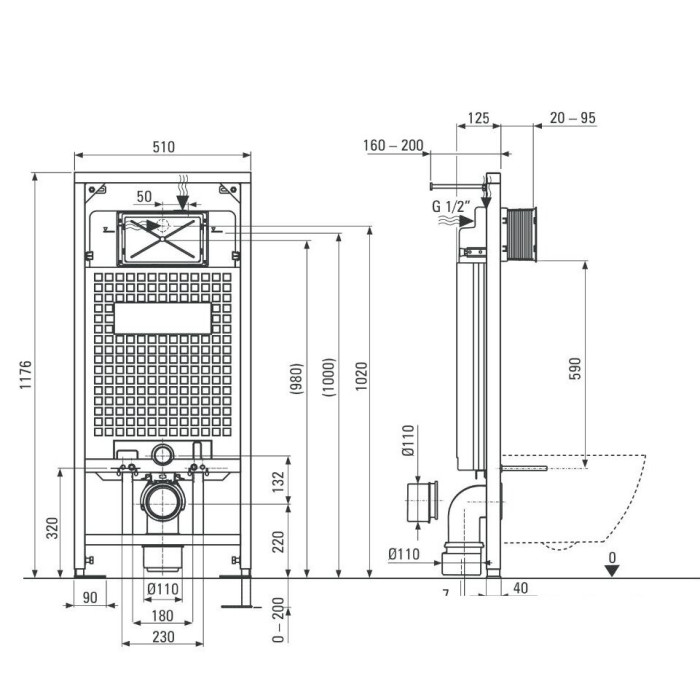 Встраиваемая рама DEANTE с черной матовой кнопкой из коллекции DEANTE Peonia Rimless