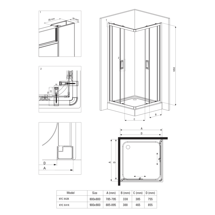 DEANTE Nero Square shower cabin 90 x 90 cm