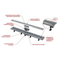 Shower channel with stainless steel grate ALCADRAIN APZ18 Simple (Various length options)