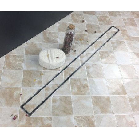 ACO ShowerDrain C shower channel set with horizontal flange, featuring a Tile 3 in 1 adhesive tile, (Various length options)