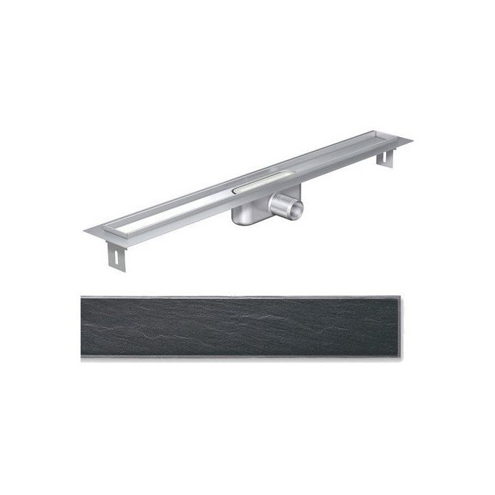 ACO ShowerDrain C shower channel set with horizontal flange, featuring a Tile 3 in 1 adhesive tile, (Various length options)