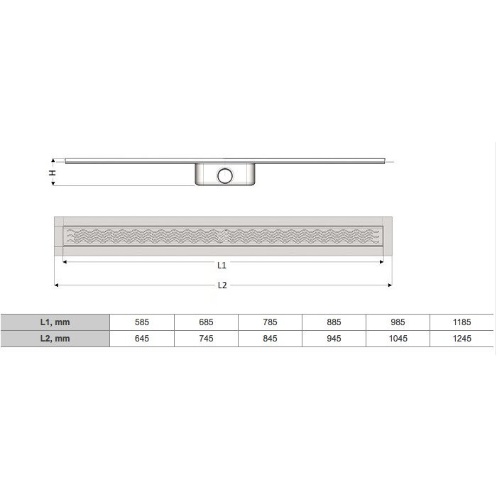 Dušikaldri komplekt ACO ShowerDrain C horisontaalse flanšiga, koos liimitava plaadiga Tile 3 in 1, (Erinevate pikkuste valik)