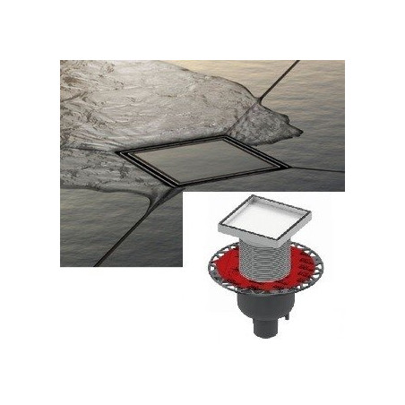 Roostevabast terasest komplektid ""dry"" liimitavale plaadile ""plate"" TECEdrainpoint S, 150 x 150 mm, vertikaalne