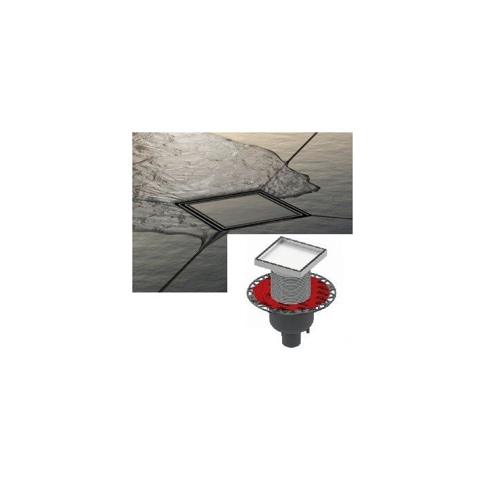 Roostevabast terasest komplektid ""dry"" liimitavale plaadile ""plate"" TECEdrainpoint S, 150 x 150 mm, vertikaalne