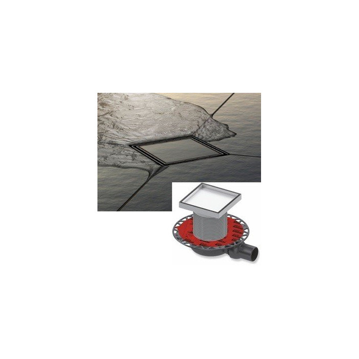 Нержавеющая стальная решетка ""dry"" для укладки плитки ""plate"" TECEdrainpoint S, 150 x 150 мм, особенно плоская,