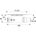 Horizontal trap TECEdrainpoint S 112 with "dry" siphon, with standard siphon, with "sealing system" universal flange
