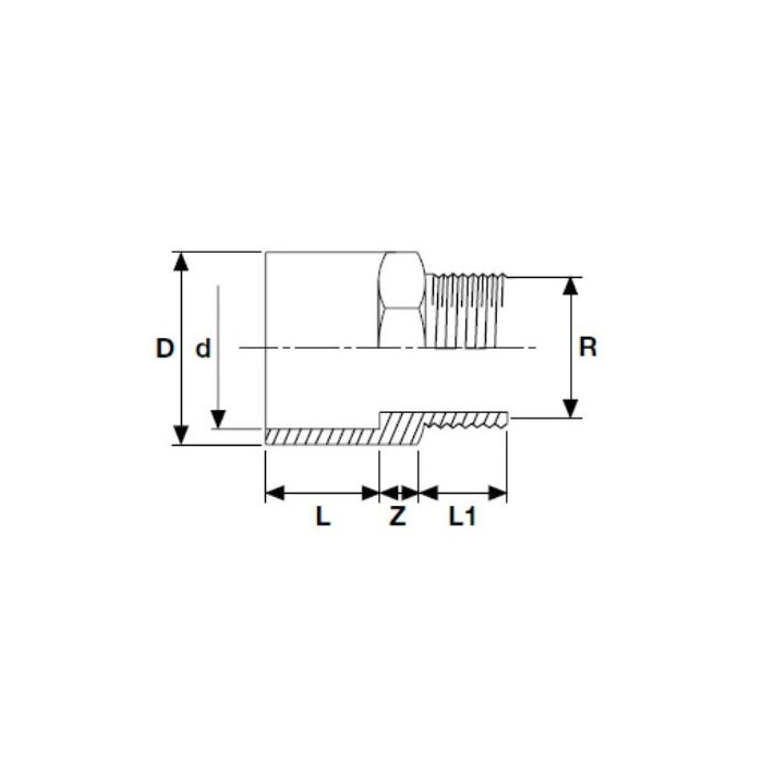 Connection PVC-U PİMTAŞ 40 (50) x 1 1/4"" exterior (PN16)